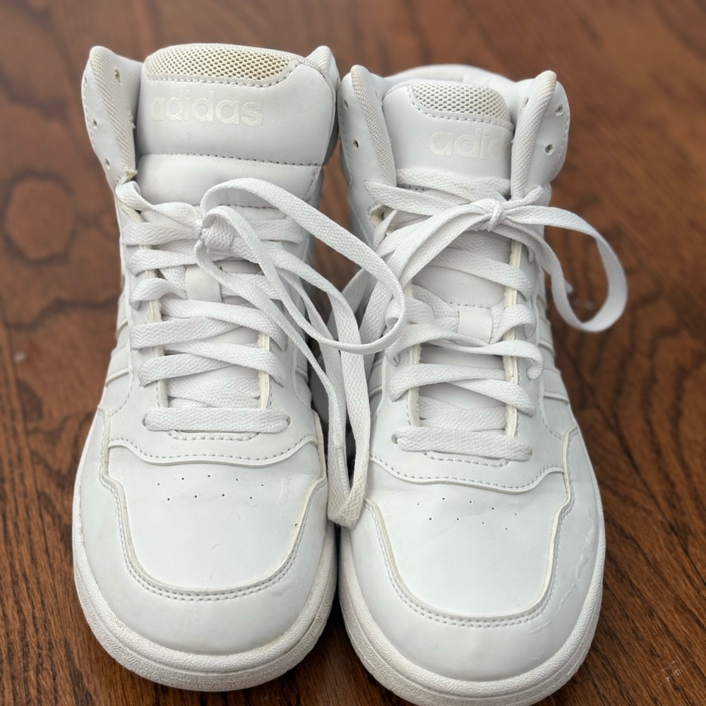 Adidas Boys White Hoops Mid Sneakers